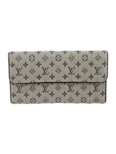 Pre-owned Louis Vuitton Monogram Mini Lin Pattern Canvas Continental Wallet In Blue