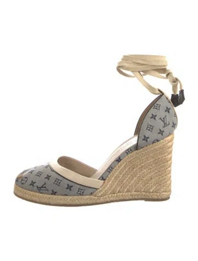 Pre-owned Louis Vuitton Monogram Mini Lin Pattern Canvas Pumps In Blue