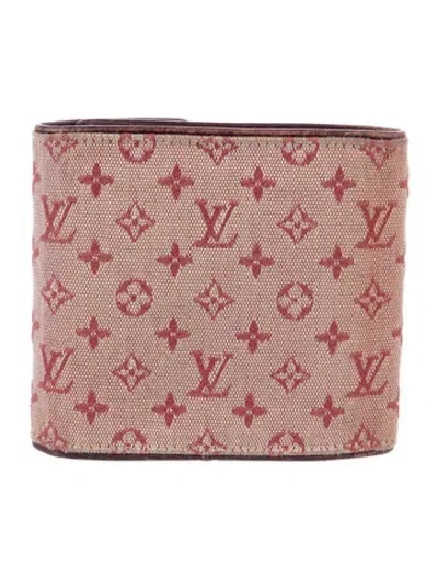 Pre-owned Louis Vuitton Monogram Mini Lin Pattern Canvas Wallet In Red