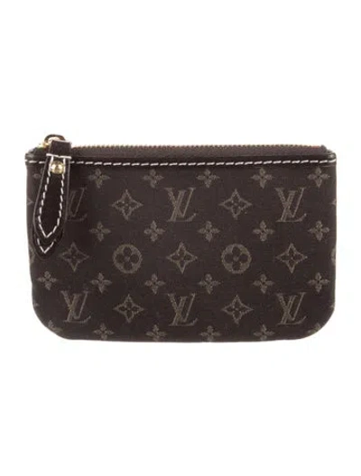 Pre-owned Louis Vuitton Monogram Mini Lin Pattern Canvas Zippy Coin Purse In Brown