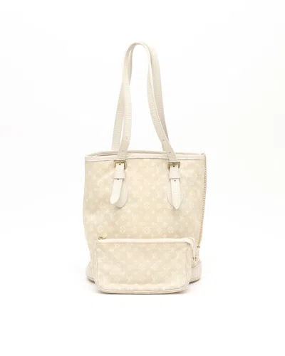 Pre-owned Louis Vuitton Monogram Mini Lin Pm Bucket Bag In Sand