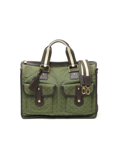 Pre-owned Louis Vuitton Monogram Mini Lin Sac Mary Kate 48h Tote Bag In Green