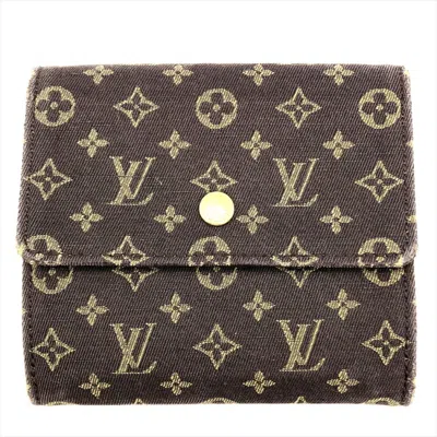 Pre-owned Louis Vuitton Monogram Mini Lin Wallet (bi-fold) () In Brown