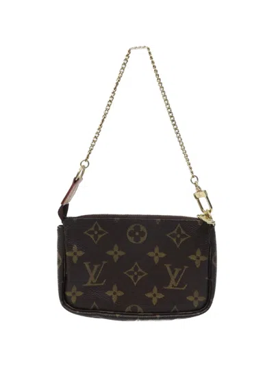 Pre-owned Louis Vuitton Monogram Mini Pochette Accessoires Shoulder Bag In Brown