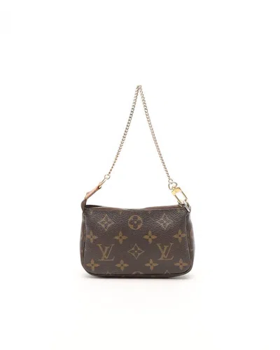 Pre-owned Louis Vuitton Monogram Mini Pochette Accessories In Brown