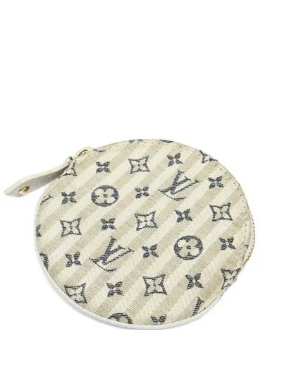 Pre-owned Louis Vuitton Monogram Mini Porte Monnaie Round Wallet In Neutral