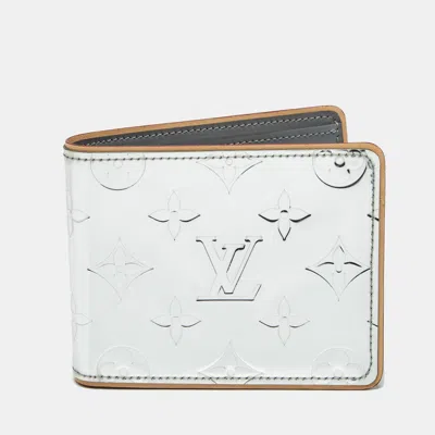 Pre-owned Louis Vuitton Monogram Mirror Canvas Slender Wallet In Silver