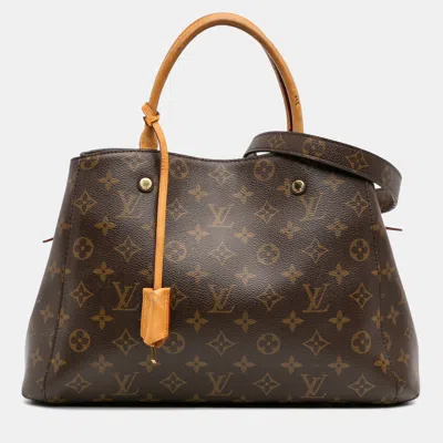 Pre-owned Louis Vuitton Monogram Montaigne Mm Bag In Brown