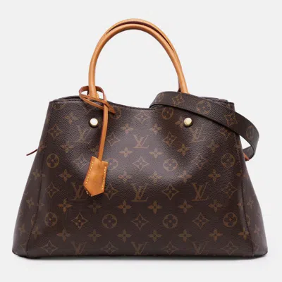 Pre-owned Louis Vuitton Monogram Montaigne Mm In Brown
