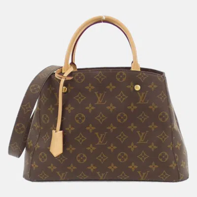 Pre-owned Louis Vuitton Monogram Montaigne Mm Handbag In Brown