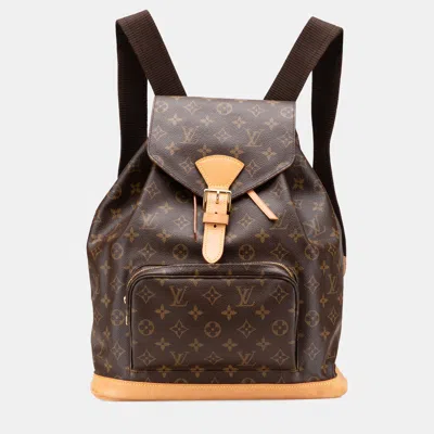Pre-owned Louis Vuitton Monogram Montsouris Gm Backpack In Brown