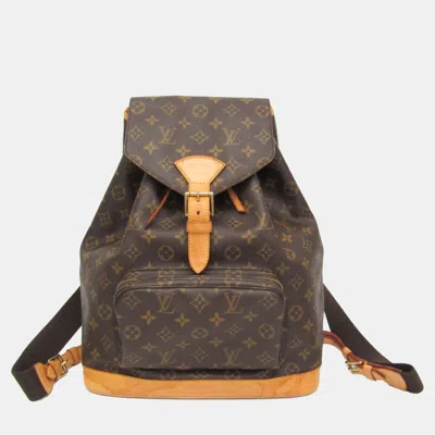 Pre-owned Louis Vuitton Monogram Montsouris Gm Backpack Brown