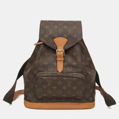 Pre-owned Louis Vuitton Monogram Montsouris Gm Backpack Brown