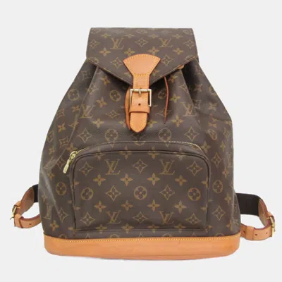 Pre-owned Louis Vuitton Monogram Montsouris Gm Backpack Monogram In Brown