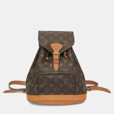 Pre-owned Louis Vuitton Monogram Montsouris Mm Backpack Brown