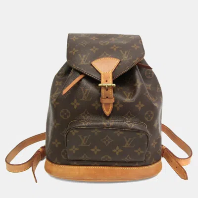 Pre-owned Louis Vuitton Monogram Montsouris Mm Backpack Brown