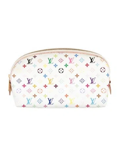 Pre-owned Louis Vuitton Monogram Multicolor Cosmetic Pouch In White