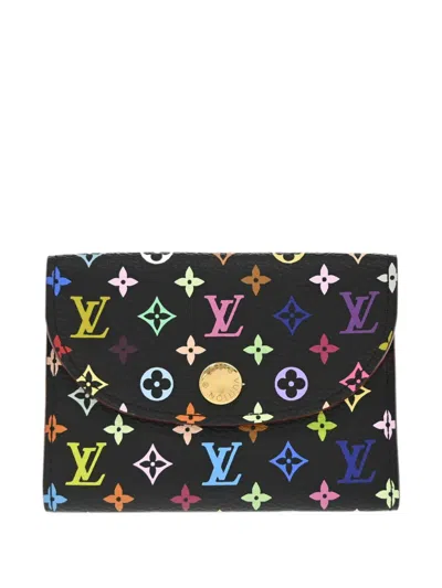 Pre-owned Louis Vuitton Monogram Multicolor Enveloppe Cartes De Visite Cardholder In Black