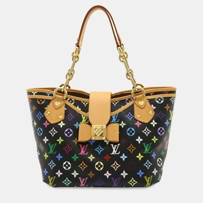 Pre-owned Louis Vuitton Monogram Multicolore Annie Ribbon Noir Gm Tote