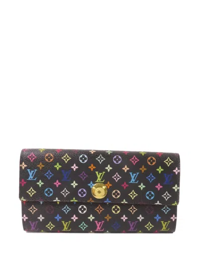 Pre-owned Louis Vuitton Monogram Multicolore Sarah Wallet In Black