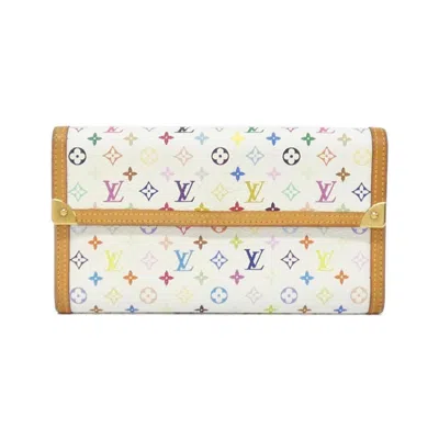 Pre-owned Louis Vuitton Monogram Multicolore White Coated Canvas Long Wallet (bi-fold) ()