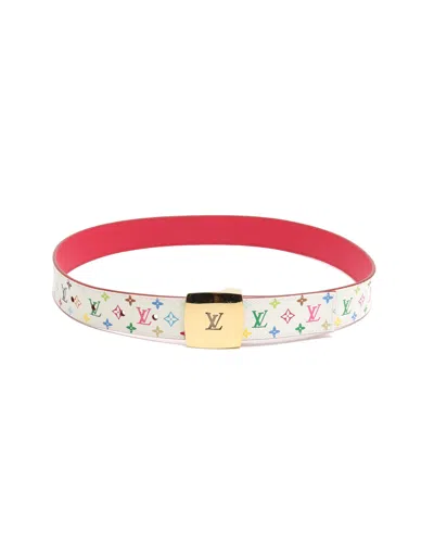Pre-owned Louis Vuitton Monogram Murakami Reversible Belt, Size 80 In Multi