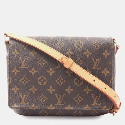 Pre-owned Louis Vuitton Monogram Musette Tango Long Strap In Brown