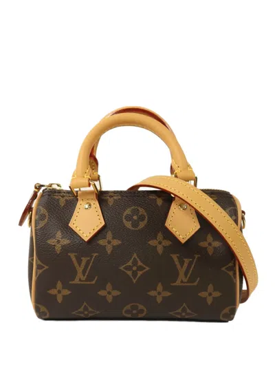 Pre-owned Louis Vuitton Monogram Nano Speedy Tote Bag In Brown
