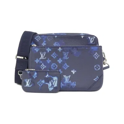 Pre-owned Louis Vuitton Monogram Navy Leather Shoulder Bag ()