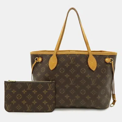 Pre-owned Louis Vuitton Monogram Neverfull Pm Tote Bag In Brown