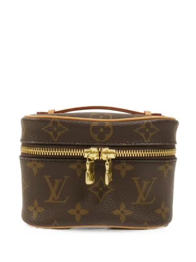 Pre-owned Louis Vuitton Monogram Nice Nano Cosmetic Pouch In Brown