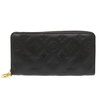 Pre-owned Louis Vuitton Monogram Noir Leather Long Wallet (bi-fold) ()