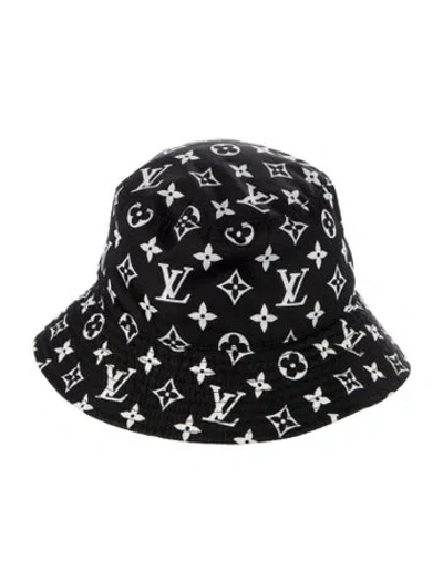 Pre-owned Louis Vuitton Monogram Nylon Reversible Bucket Hat In Black