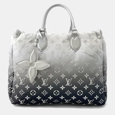 Pre-owned Louis Vuitton Monogram Nylon Tote Bag Ski On-the-go Mm White In Black