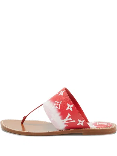 Pre-owned Louis Vuitton Monogram Ombre Sandals In Red