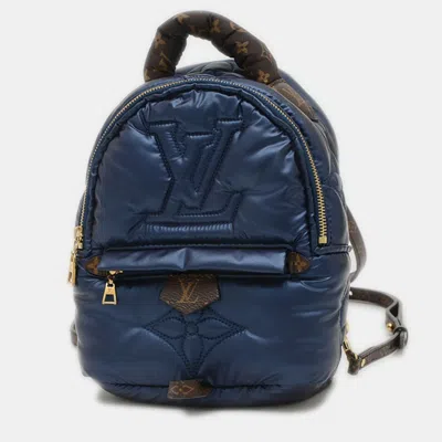 Pre-owned Louis Vuitton Monogram Palm Springs Backpack Mini Rucksack Blue Metallic