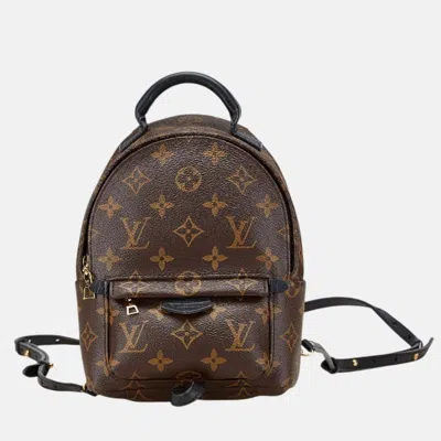 Pre-owned Louis Vuitton Monogram Palm Springs Mini Backpack Brown Black Pvc Leather