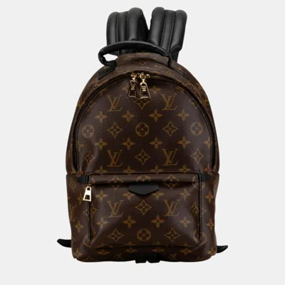 Pre-owned Louis Vuitton Monogram Palm Springs Pm Backpack Brown Pvc Leather