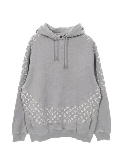 Pre-owned Louis Vuitton Monogram Panel Hoodie In Gray