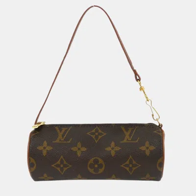 Pre-owned Louis Vuitton Monogram Papillon Attached Pouch Bag In Brown