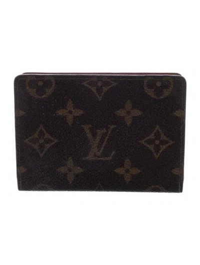 Pre-owned Louis Vuitton Monogram Pass Card Case In Brown