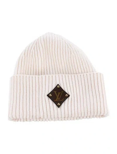Pre-owned Louis Vuitton Monogram Patch Wool Beanie In Neutral