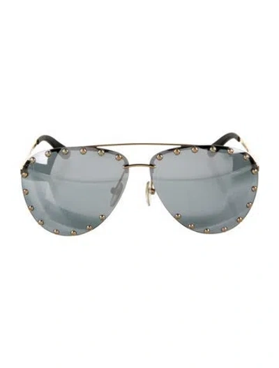 Pre-owned Louis Vuitton Monogram Pattern Aviator Sunglasses In Gold