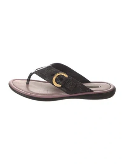 Pre-owned Louis Vuitton Monogram Pattern Canvas Flip Flops In Black