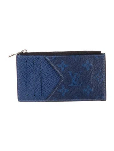 Pre-owned Louis Vuitton Monogram Pattern Card Holder In Blue
