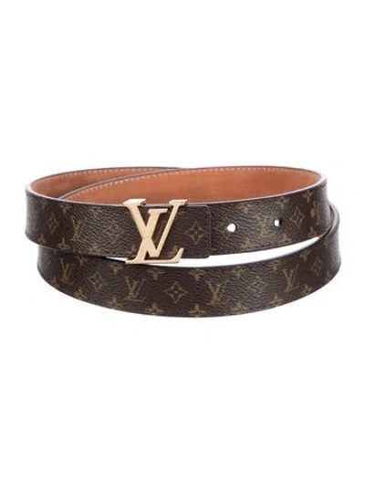 Pre-owned Louis Vuitton Monogram Pattern Coated Canvas Belt In Brown