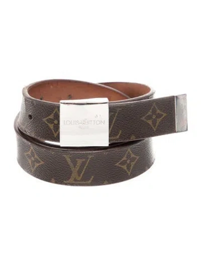 Pre-owned Louis Vuitton Monogram Pattern Coated Canvas Belt In Brown