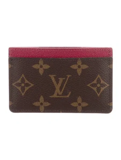 Pre-owned Louis Vuitton Monogram Pattern Coated Canvas Card Case In Brown