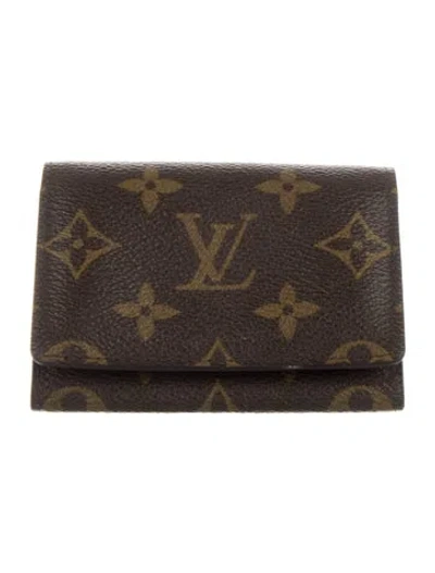 Pre-owned Louis Vuitton Monogram Pattern Coated Canvas Card Case In Brown