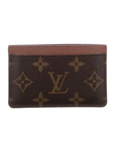 Pre-owned Louis Vuitton Monogram Pattern Coated Canvas Card Case In Brown